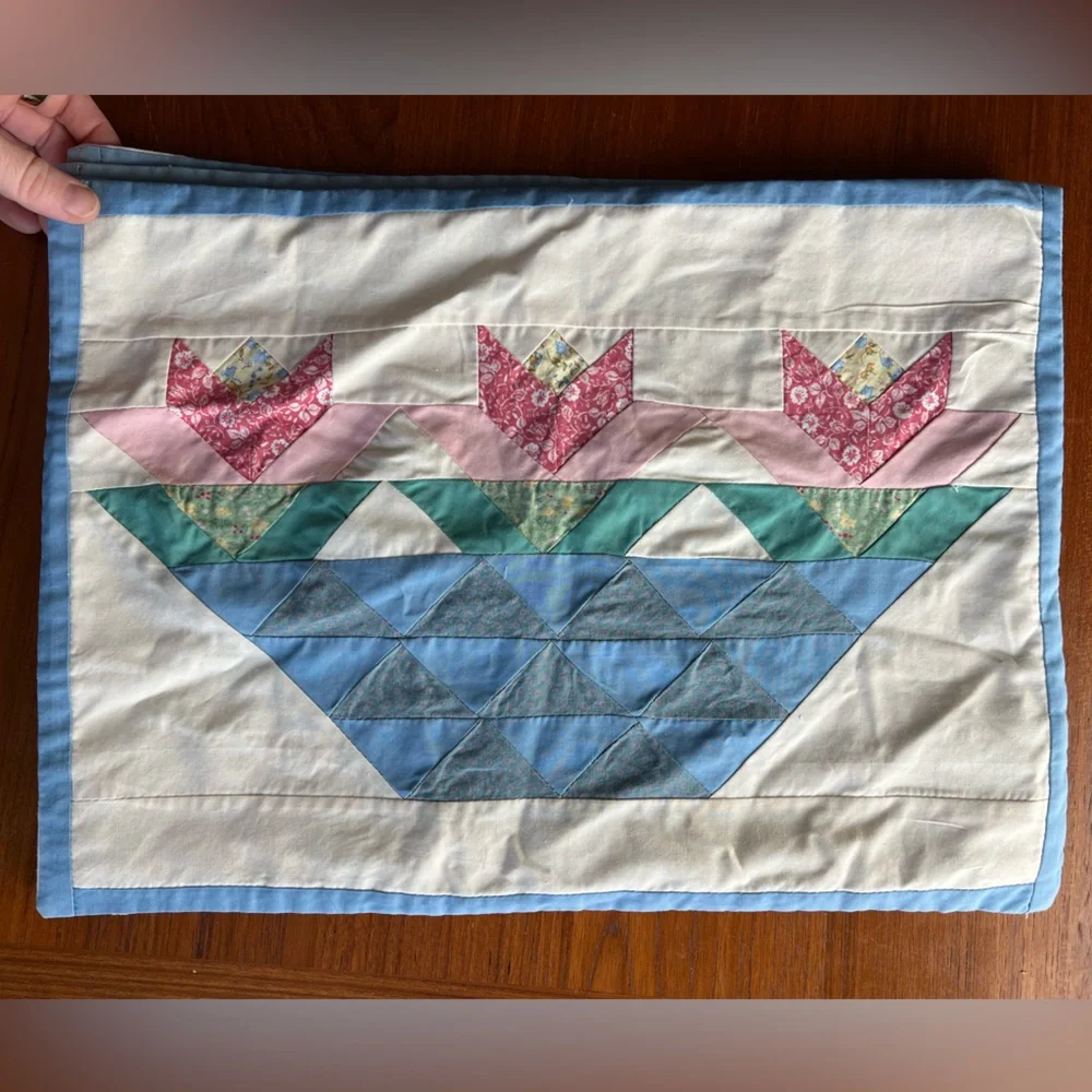 Vintage American Pacific Quilted Patchwork Placemats – Set of 4 Blue Farmhouse